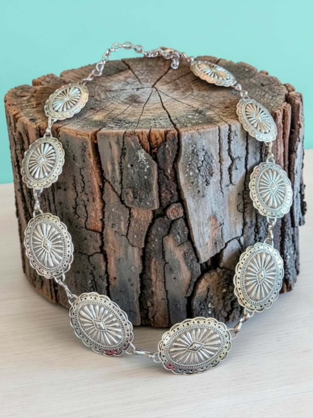 Sterling-Style Silver Concho Necklace - Silver